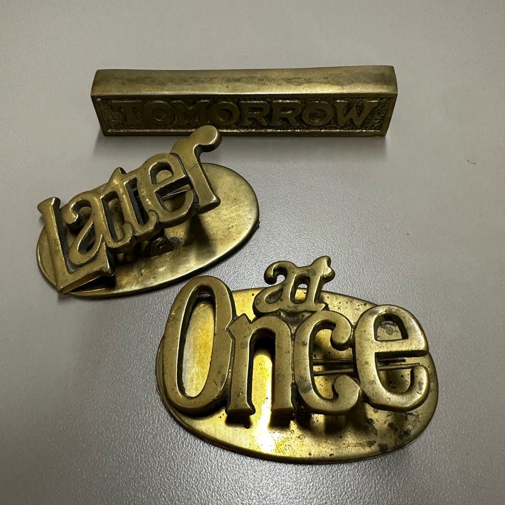Set of 3 vintage brass office desk decor